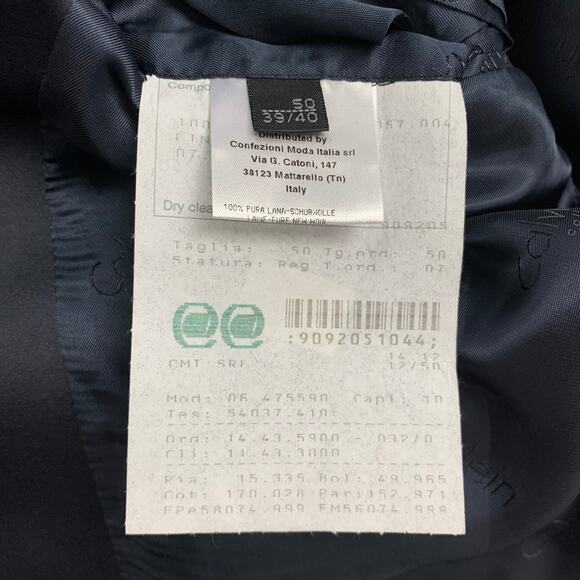 CALVIN KLEIN COLLECTION Size 40 Navy Wool Tuxedo Sport Coat - Picture 6 of 8